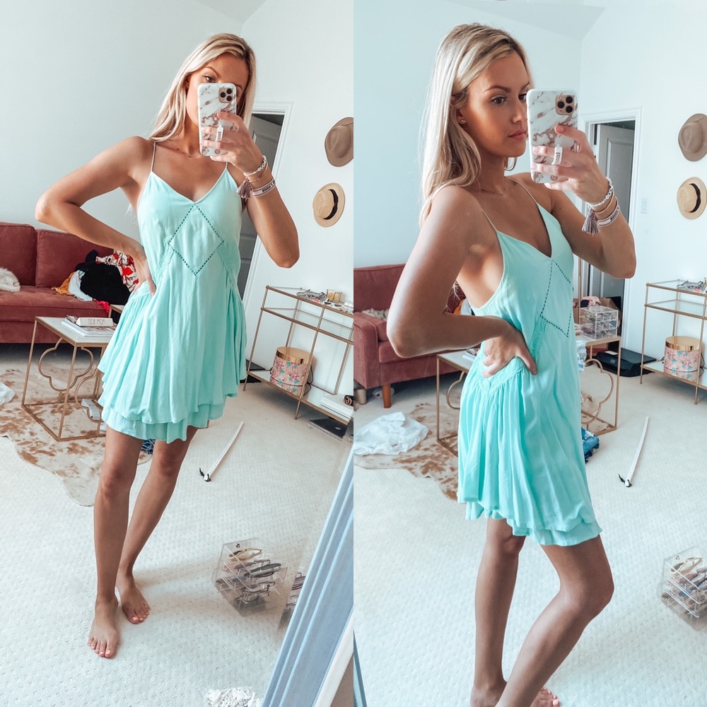 Aqua flowy dress